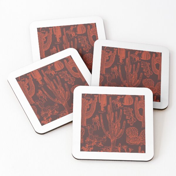 Item preview, Western Cactoile with Cowgirls in Brown + Rust designed and sold by YesterdayColl.