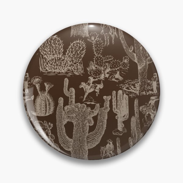Item preview, Western Cactoile with Cowgirls in Tonal Chocolate Brown designed and sold by YesterdayColl.