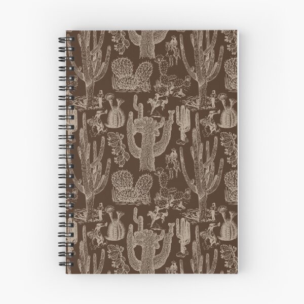 Item preview, Western Cactoile with Cowgirls in Tonal Chocolate Brown designed and sold by YesterdayColl.