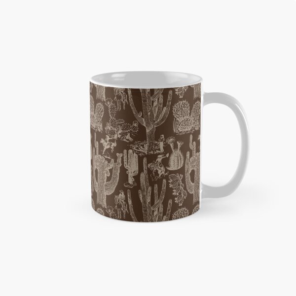 Item preview, Western Cactoile with Cowgirls in Tonal Chocolate Brown designed and sold by YesterdayColl.
