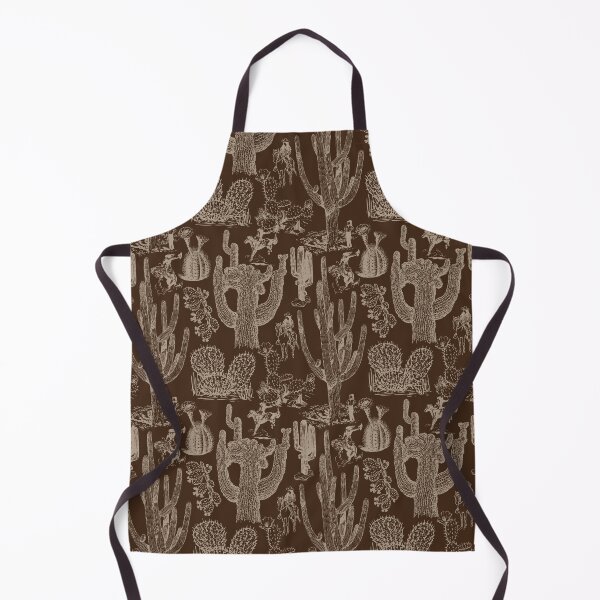 Item preview, Western Cactoile with Cowgirls in Tonal Chocolate Brown designed and sold by YesterdayColl.