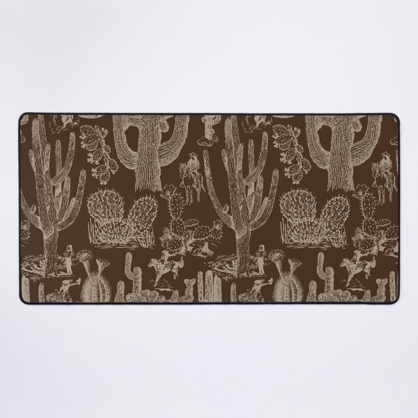 Item preview, Western Cactoile with Cowgirls in Tonal Chocolate Brown designed and sold by YesterdayColl.