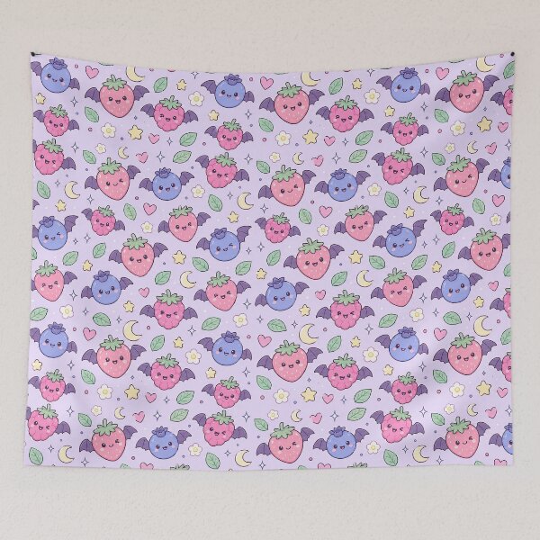 Item preview, Kawaii Bat Berry Pattern designed and sold by Soft Berry Studio.