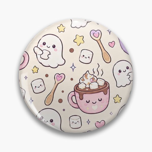 Item preview, Kawaii Ghost Hot Chocolate Pattern designed and sold by Soft Berry Studio.