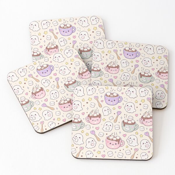 Item preview, Kawaii Ghost Hot Chocolate Pattern designed and sold by Soft Berry Studio.