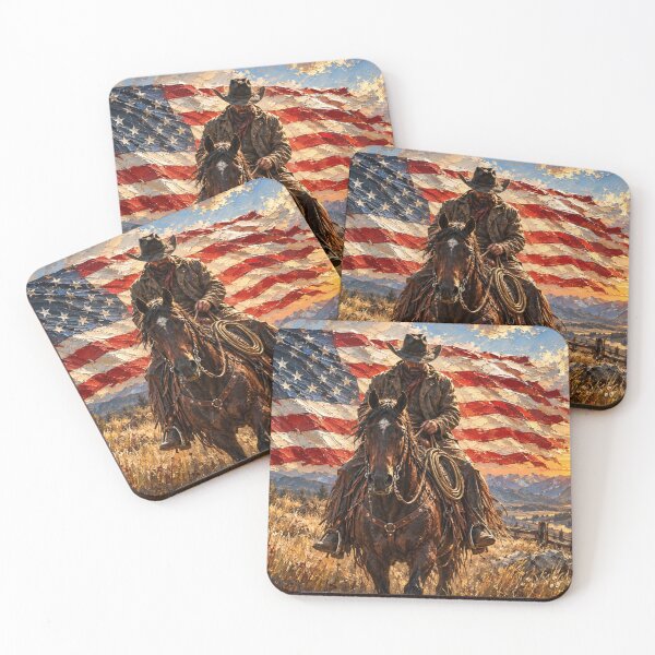 Item preview, Cowboy Art Patriotic American Flag Horse designed and sold by RawEdgeStudios.