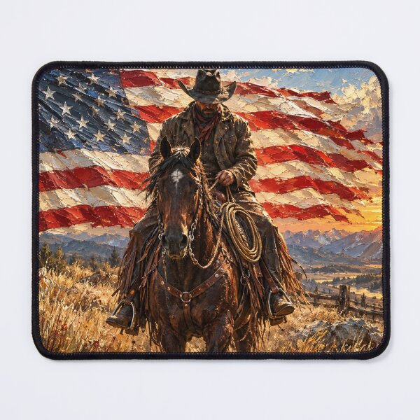 Item preview, Cowboy Art Patriotic American Flag Horse designed and sold by RawEdgeStudios.