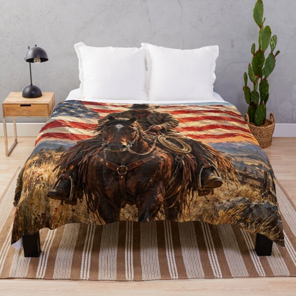Item preview, Cowboy Art Patriotic American Flag Horse designed and sold by RawEdgeStudios.