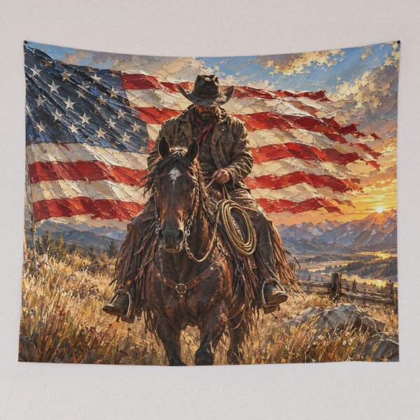 Item preview, Cowboy Art Patriotic American Flag Horse designed and sold by RawEdgeStudios.