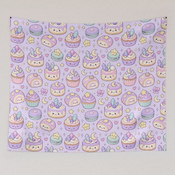 Item preview, Kawaii Magic Moon Cake Pattern designed and sold by Soft Berry Studio.