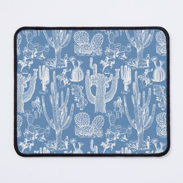 Item preview, Western Cactoile with Cowgirls in Chinoiserie Blue + White designed and sold by YesterdayColl.