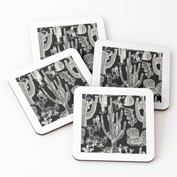 Item preview, Western Cactoile with Cowgirls in Black + Cream designed and sold by YesterdayColl.
