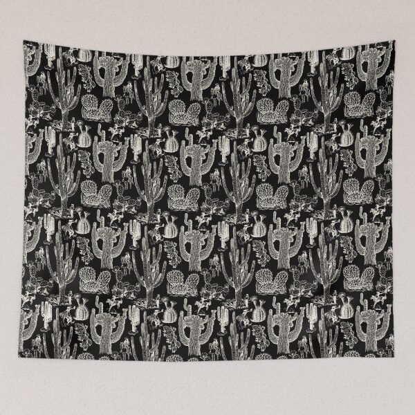 Item preview, Western Cactoile with Cowgirls in Black + Cream designed and sold by YesterdayColl.