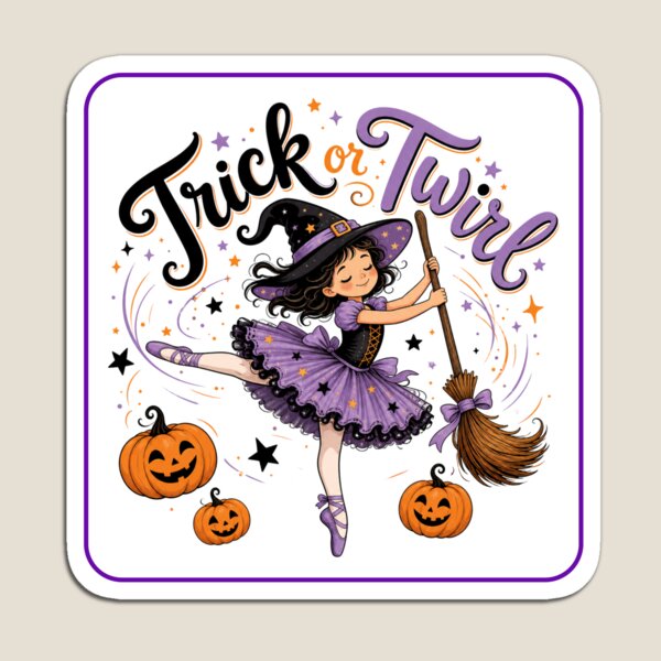 Item preview, Cute Witchy Ballerina Dancer , Halloween Ballerina Sticker Magnet  designed and sold by colorleafz.