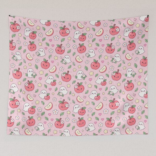 Item preview, Kawaii Ghost Apple Pattern designed and sold by Soft Berry Studio.