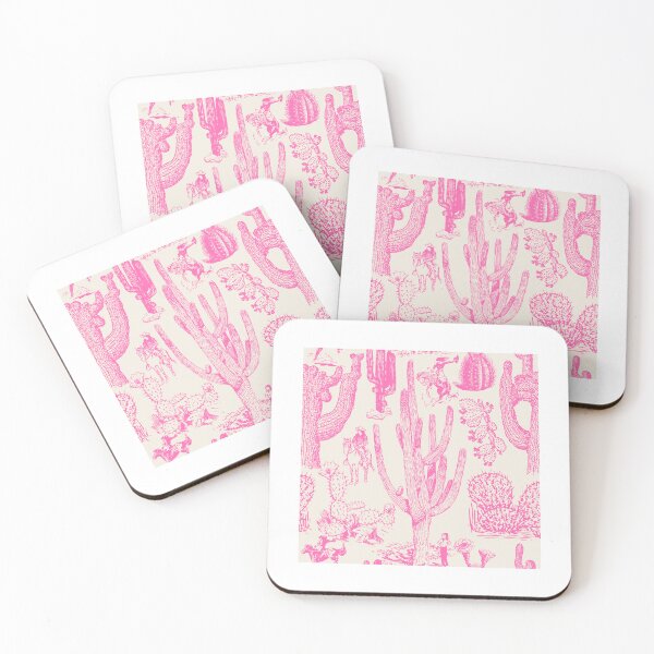 Item preview, Western Cactoile with Cowgirls in Oat Cream + Bubblegum Pink designed and sold by YesterdayColl.