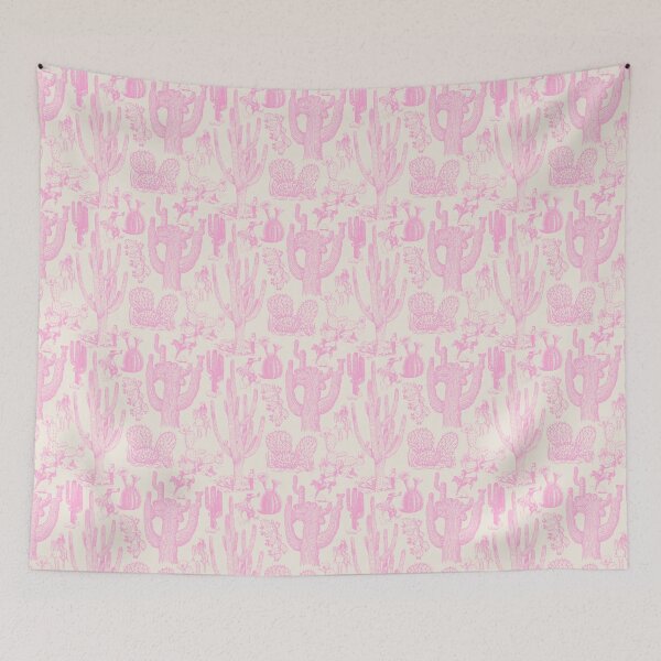 Item preview, Western Cactoile with Cowgirls in Oat White + Light Pink designed and sold by YesterdayColl.