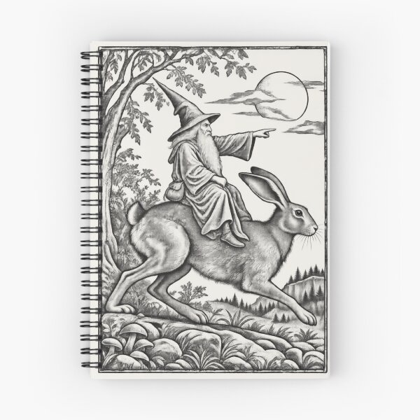 Item preview, Medieval Wizard Hare Rider, Vintage Woodcut Fantasy Art designed and sold by AmiGraph.