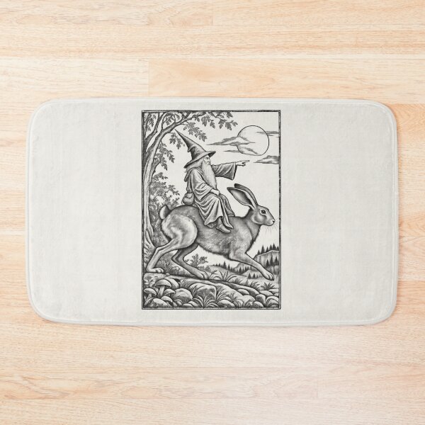 Item preview, Medieval Wizard Hare Rider, Vintage Woodcut Fantasy Art designed and sold by AmiGraph.