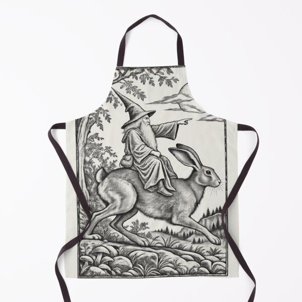 Item preview, Medieval Wizard Hare Rider, Vintage Woodcut Fantasy Art designed and sold by AmiGraph.