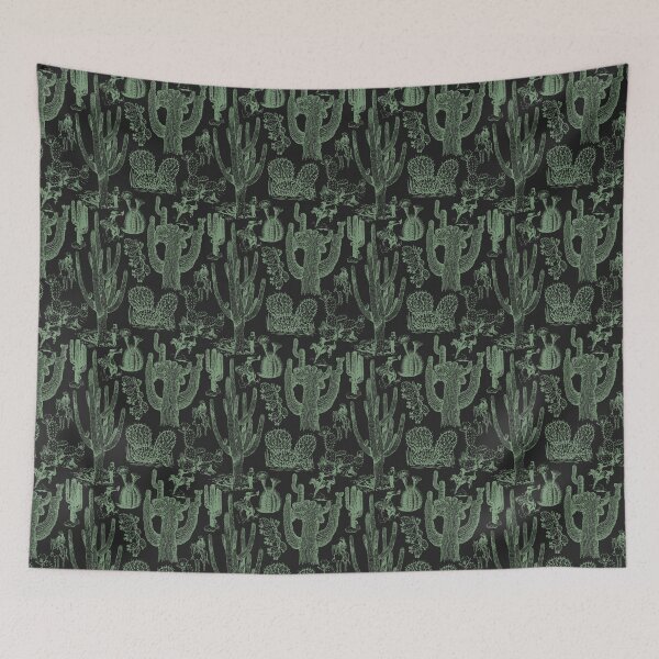 Item preview, Western Cactoile with Cowgirls in Green + Black designed and sold by YesterdayColl.
