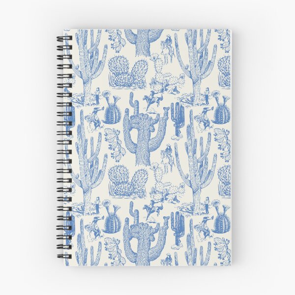 Item preview, Western Cactoile with Cowgirls in Oat White + Chinoiserie Blue designed and sold by YesterdayColl.