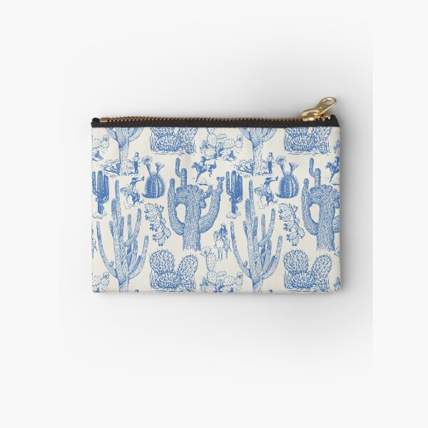 Item preview, Western Cactoile with Cowgirls in Oat White + Chinoiserie Blue designed and sold by YesterdayColl.