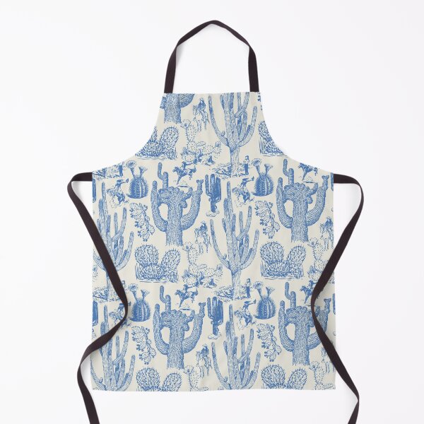 Item preview, Western Cactoile with Cowgirls in Oat White + Chinoiserie Blue designed and sold by YesterdayColl.