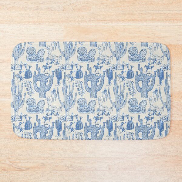 Item preview, Western Cactoile with Cowgirls in Oat White + Chinoiserie Blue designed and sold by YesterdayColl.
