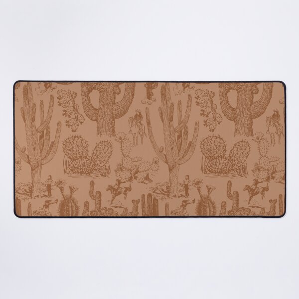 Item preview, Western Cactoile with Cowgirls in Tonal Medium Brown designed and sold by YesterdayColl.