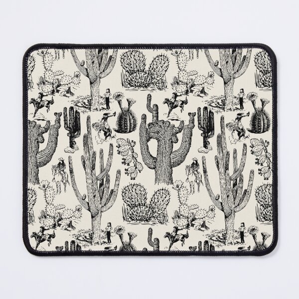 Item preview, Western Cactoile with Cowgirls in Light Cream + Black designed and sold by YesterdayColl.
