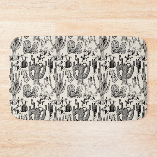 Item preview, Western Cactoile with Cowgirls in Light Cream + Black designed and sold by YesterdayColl.