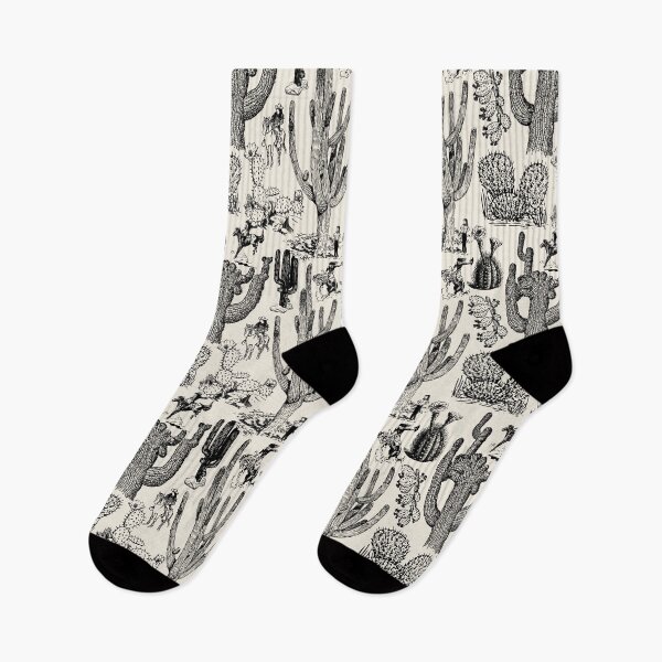 Item preview, Western Cactoile with Cowgirls in Light Cream + Black designed and sold by YesterdayColl.