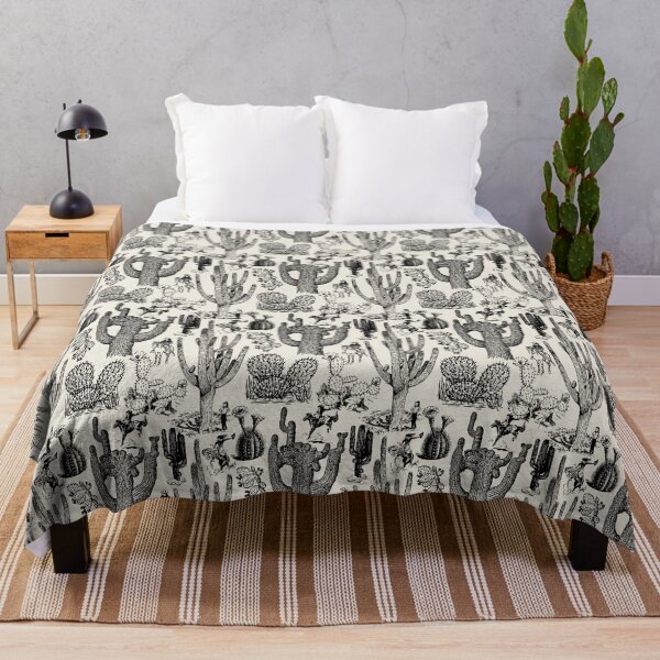 Item preview, Western Cactoile with Cowgirls in Light Cream + Black designed and sold by YesterdayColl.
