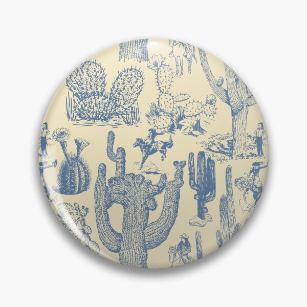 Item preview, Western Cactoile with Cowgirls in Cream + Dusty Blue designed and sold by YesterdayColl.