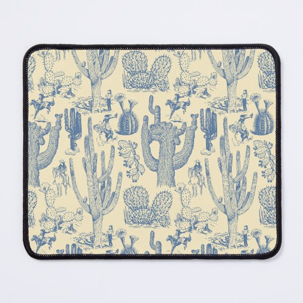 Item preview, Western Cactoile with Cowgirls in Cream + Dusty Blue designed and sold by YesterdayColl.