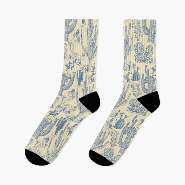Item preview, Western Cactoile with Cowgirls in Cream + Dusty Blue designed and sold by YesterdayColl.