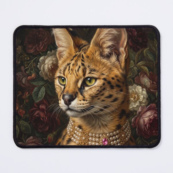 Item preview, Regal Serval Cat Portrait with Pink Gem designed and sold by Real Beast Art.