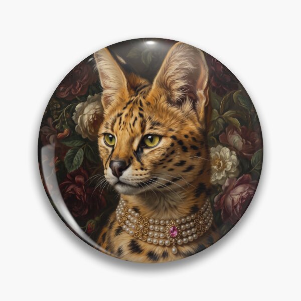 Item preview, Regal Serval Cat Portrait with Pink Gem designed and sold by Real Beast Art.