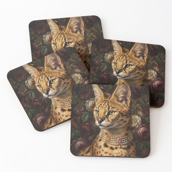 Item preview, Regal Serval Cat Portrait with Pink Gem designed and sold by Real Beast Art.