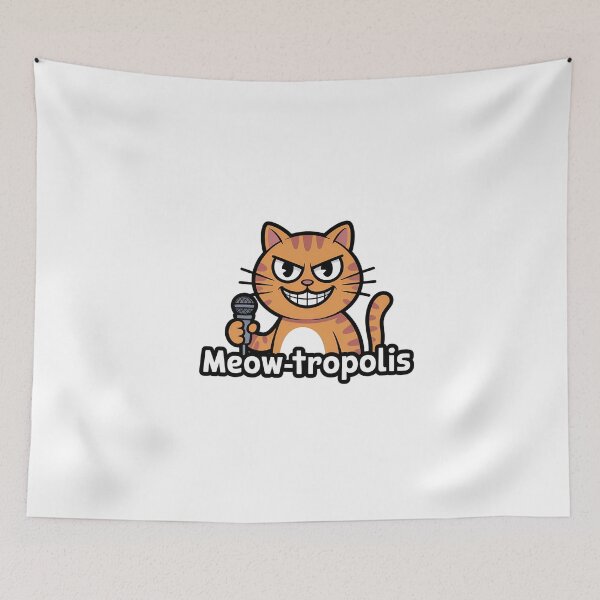 Item preview, Cartoon Cat Mic Meow-tropolis designed and sold by NiftyWrx.