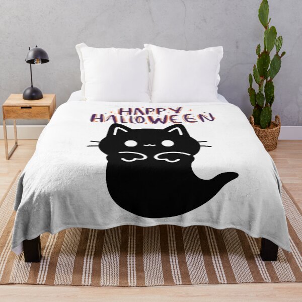 Item preview, Spooky Cute Halloween Black Cat Ghost designed and sold by Sela Art .