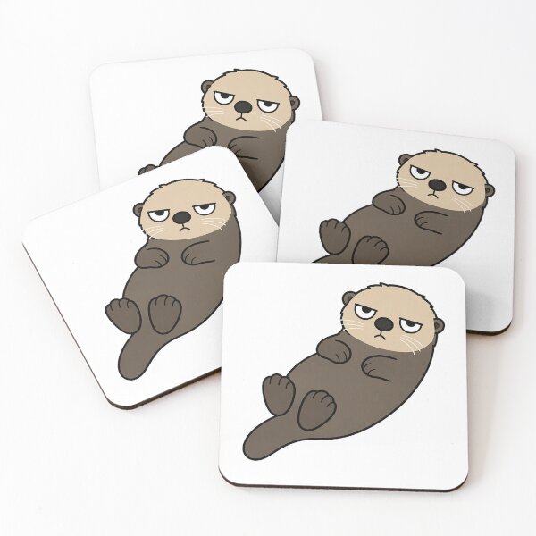 Item preview, Grumpy Sea Otter Resting Bitch Face Cartoon designed and sold by Bitchy Little Things.