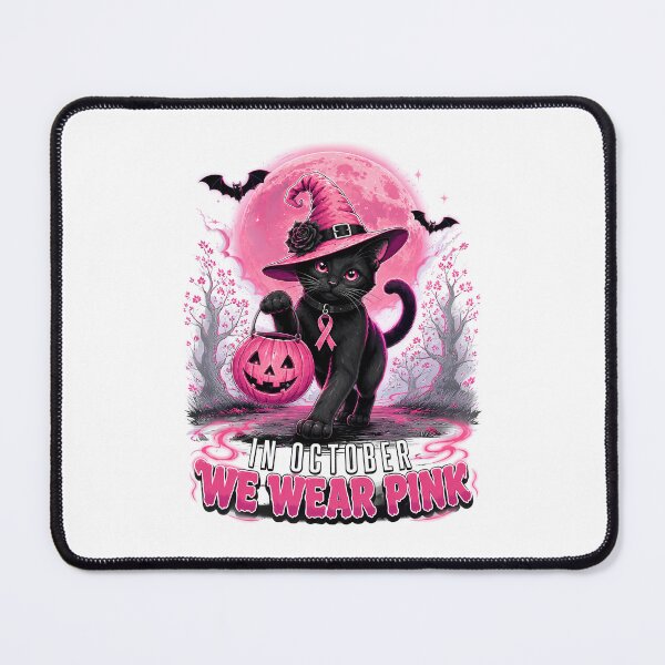 Item preview, In October We Wear Pink Black Cat Witch Breast Cancer Halloween designed and sold by DYAFLK.
