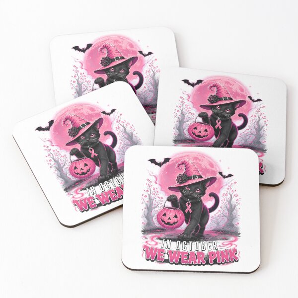 Item preview, In October We Wear Pink Black Cat Witch Breast Cancer Halloween designed and sold by DYAFLK.