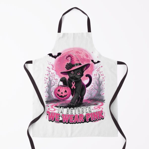 Item preview, In October We Wear Pink Black Cat Witch Breast Cancer Halloween designed and sold by DYAFLK.