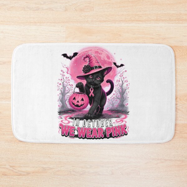 Item preview, In October We Wear Pink Black Cat Witch Breast Cancer Halloween designed and sold by DYAFLK.