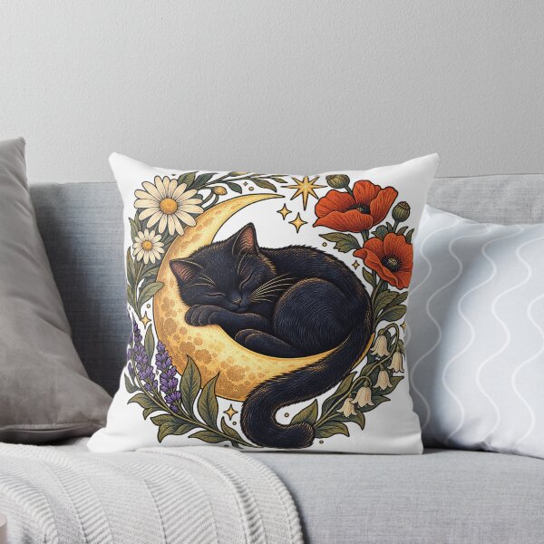 Item preview, Moonlit Black Cat Cottagecore designed and sold by saly55887.