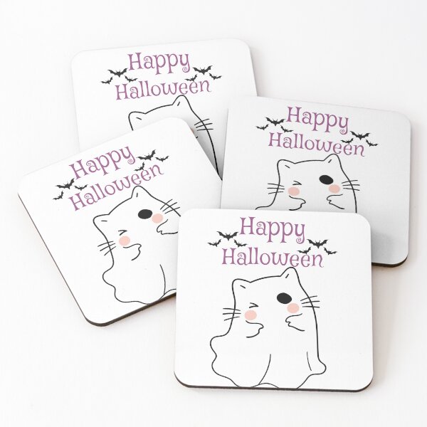 Item preview, Spooky Cute White Cat Ghost Halloween designed and sold by     Sela Art .