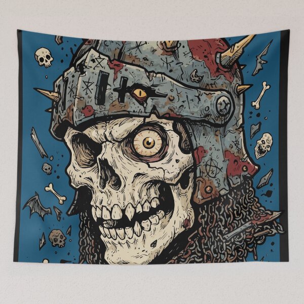Item preview, Undead Knight Skull Grimdark Heavy Metal Dark Fantasy Art designed and sold by Cipher & Soul.